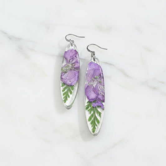 Purple Pressed Flower Earrings