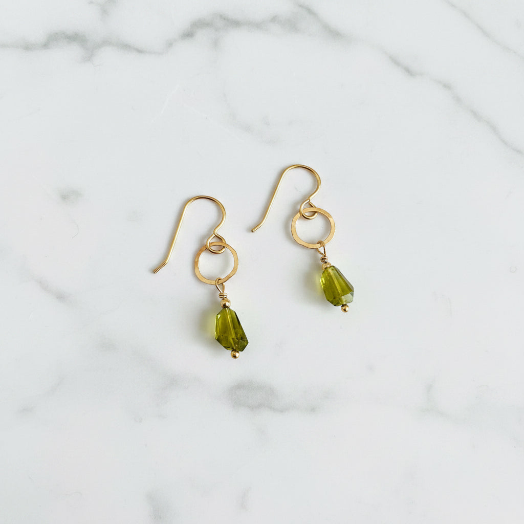 Circle Earrings-Peridot