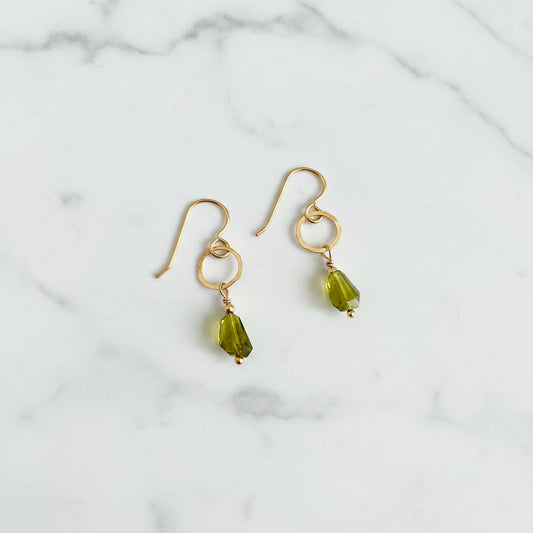 Circle Earrings-Peridot