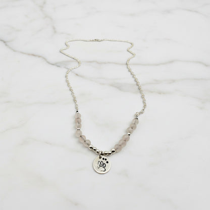 Rose Quartz Paw Print Necklace