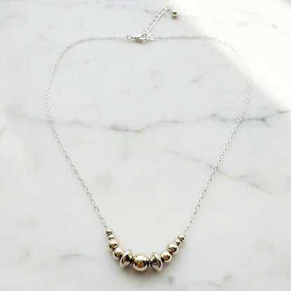 Silver and gold bead necklace for jewelry