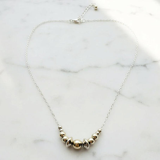 Silver and gold bead necklace for jewelry