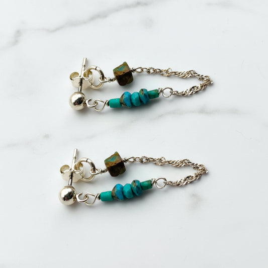 Turquoise Chain Loop Earrings