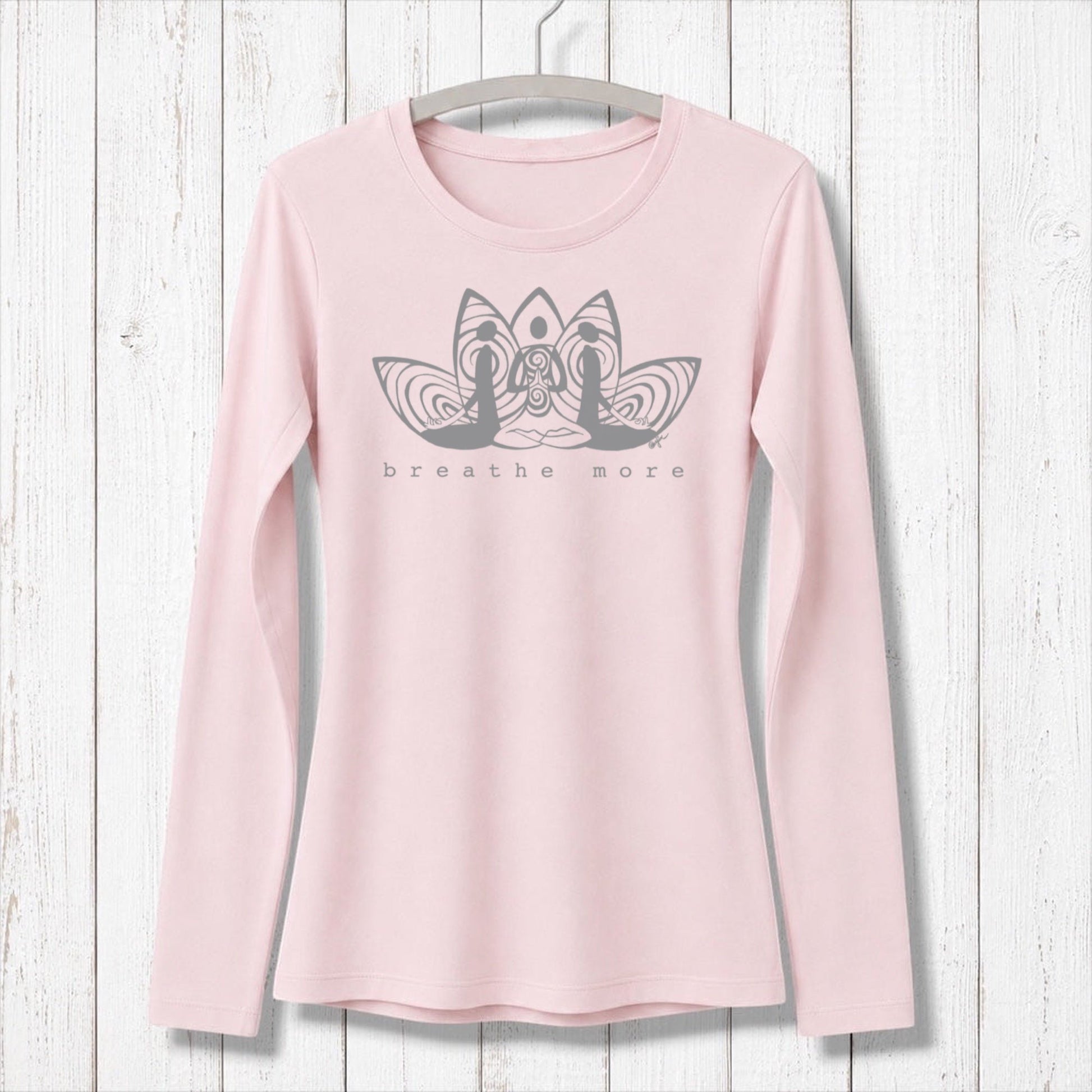 Uni-T women's long sleeve t-shirt in a muted terracotta red, made from soft bamboo and organic cotton blend.