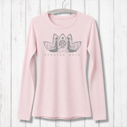 Uni-T women's long sleeve t-shirt in a muted terracotta red, made from soft bamboo and organic cotton blend.