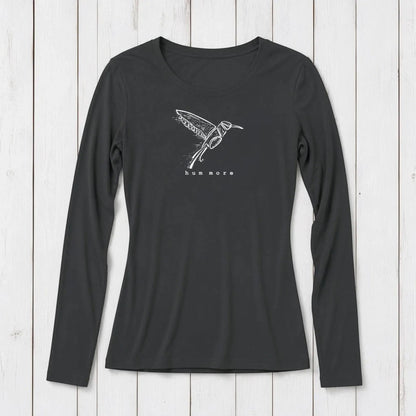 Uni-T women's long sleeve crew neck t-shirt in solid charcoal grey bamboo and organic cotton blend