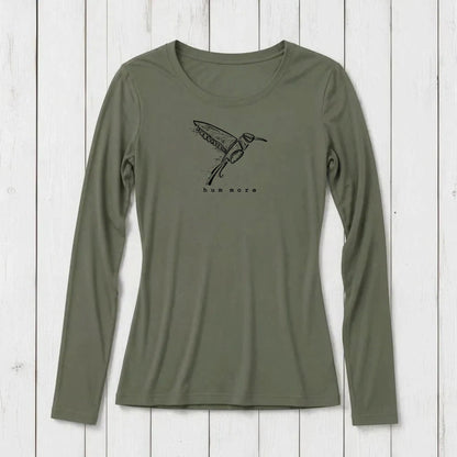Uni-T olive green long sleeve crew neck shirt made from soft bamboo and organic cotton blend