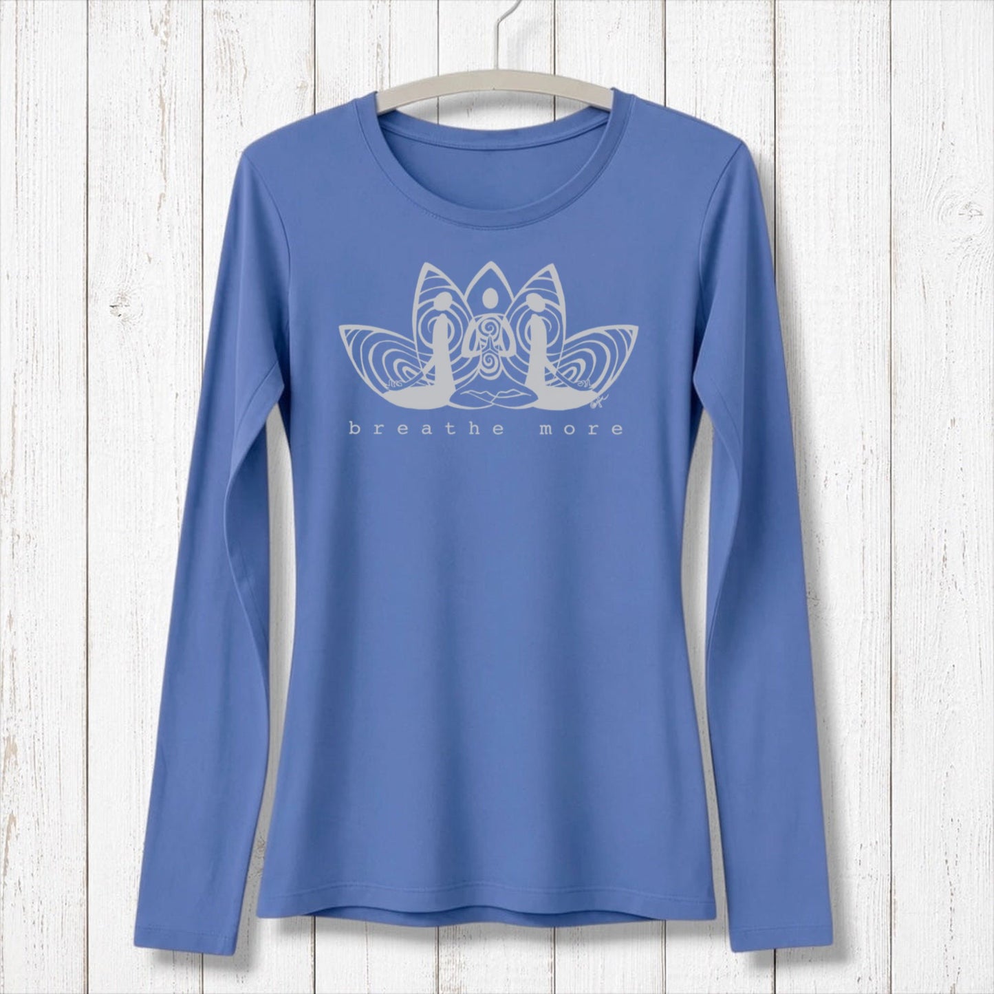 Uni-T women's long sleeve t-shirt in dark purple, made from soft bamboo and organic cotton blend on a hanger.