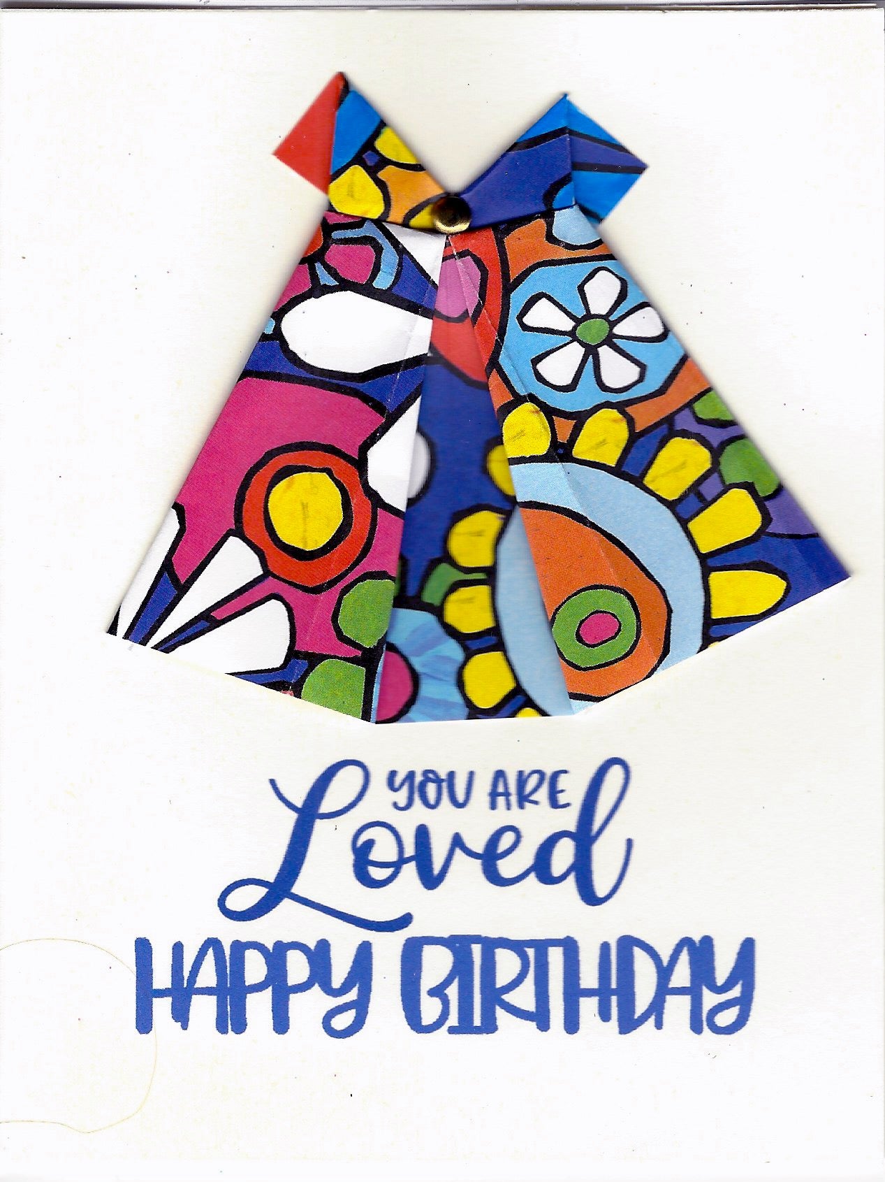 You are Loved - Happy Birthday one of a kind origami dress birthday card Virginia Fitzgerald