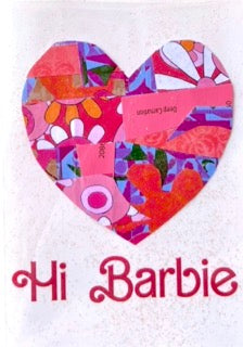 Hi Barbie one of a kind handmade collage heart notecard Virginia Fitzgerald