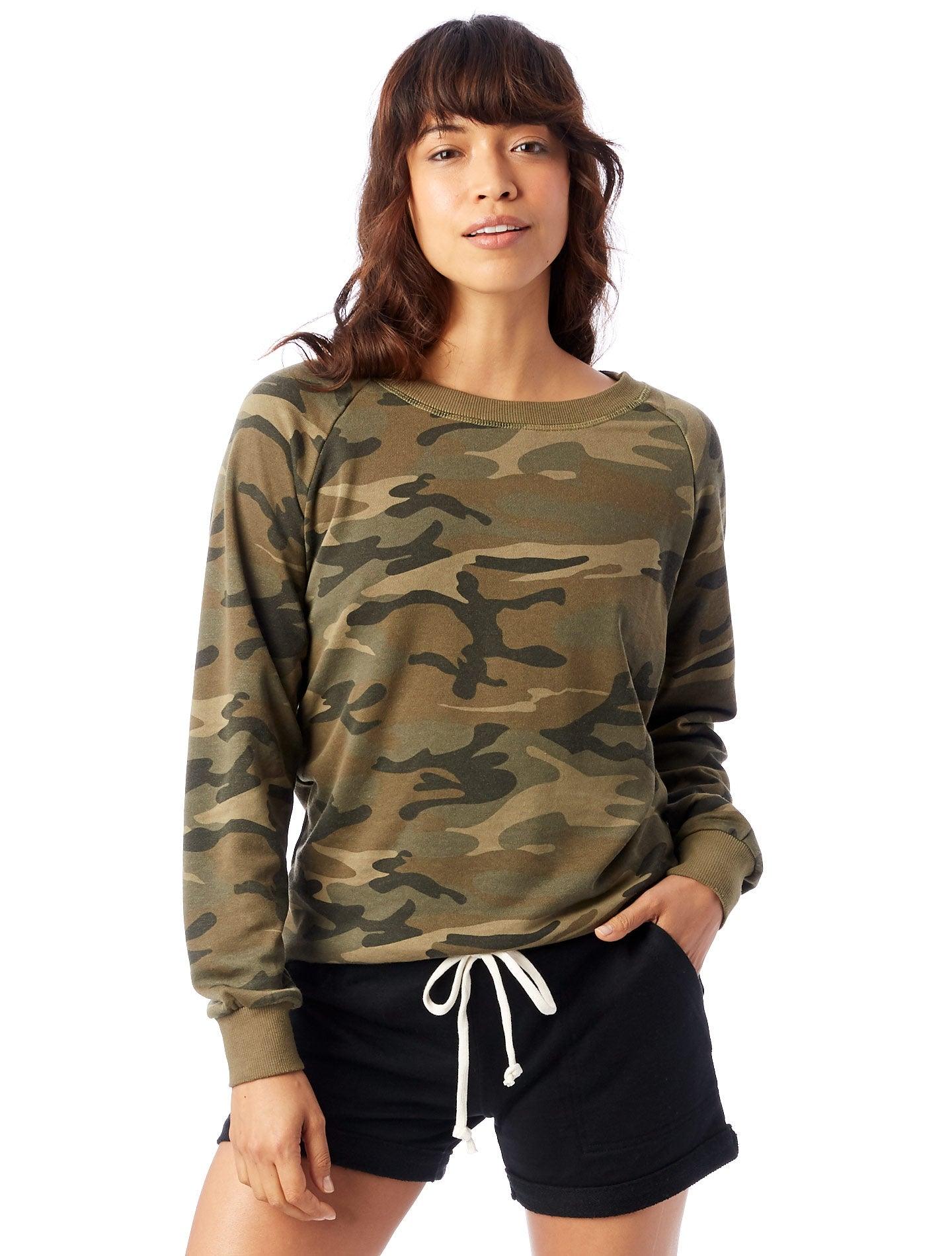 Camouflage Burnout French Terry Pullover Sweatshirt Uni-T Shop by Style