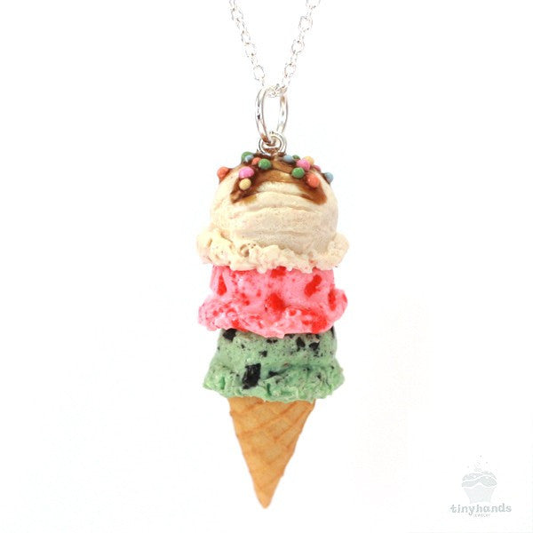 Scented Triple Scoop Ice Cream Cone Necklace THJ