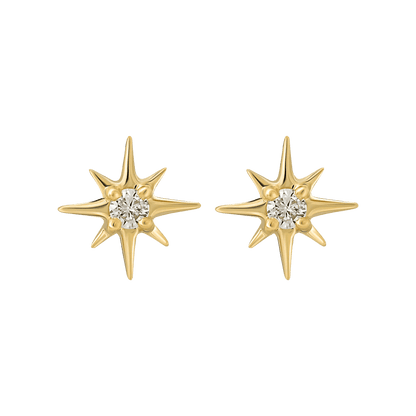 14kt Gold Mini Diamond Star Studs La Kaiser