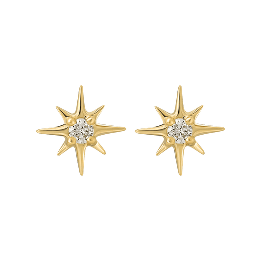 14kt Gold Mini Diamond Star Studs La Kaiser