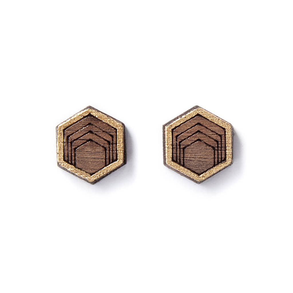 Hex Studs - Gold Treeline and Tide