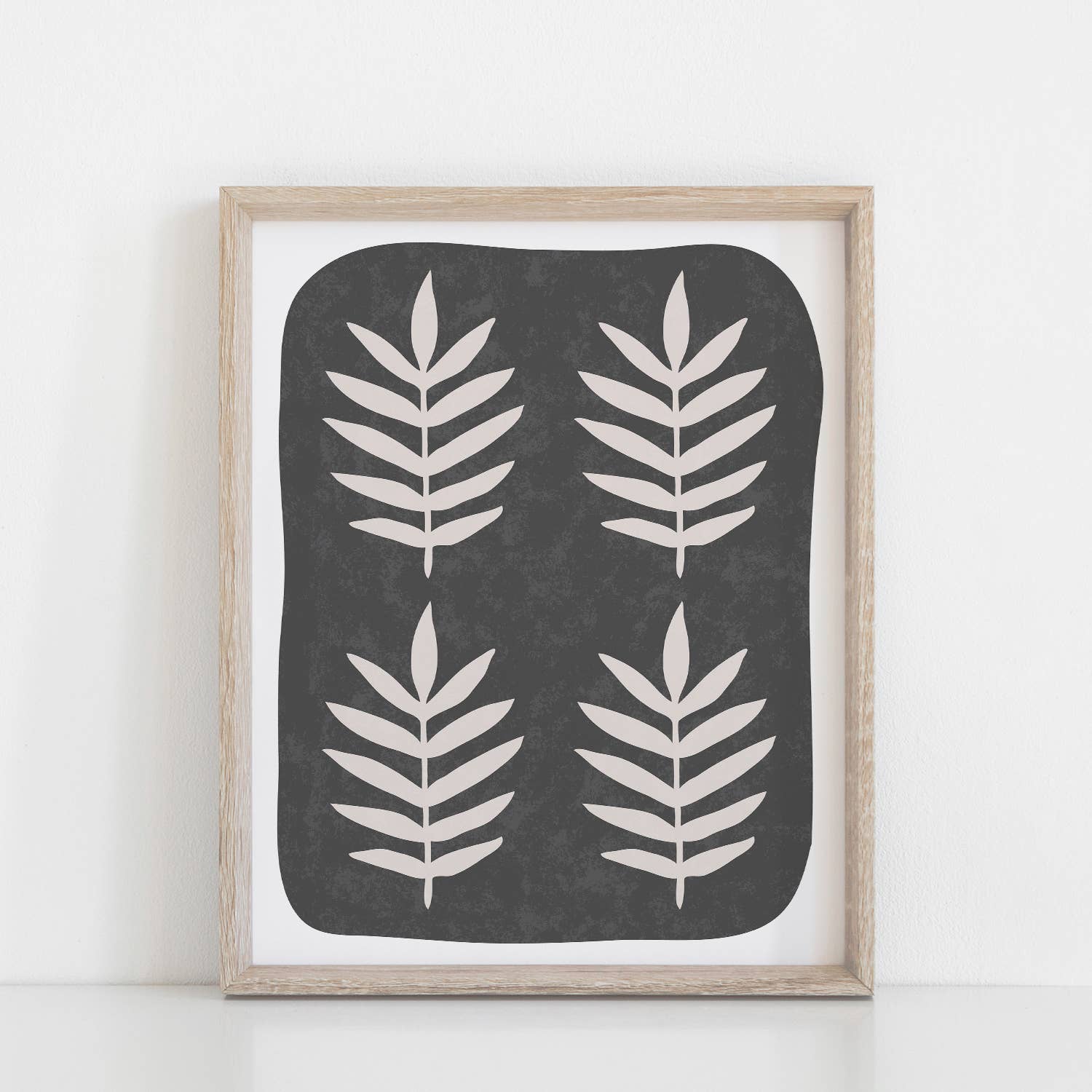 Wall Art Print Palm Leaf - Black Uni-T 