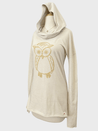 Owl Organic Cotton Cowl Neck Yoga Hoodie, Made in USA Uni-T MSC