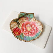 Vintage Floral Decoupage Scallop Shell Jewelry Dish Ana Razavi