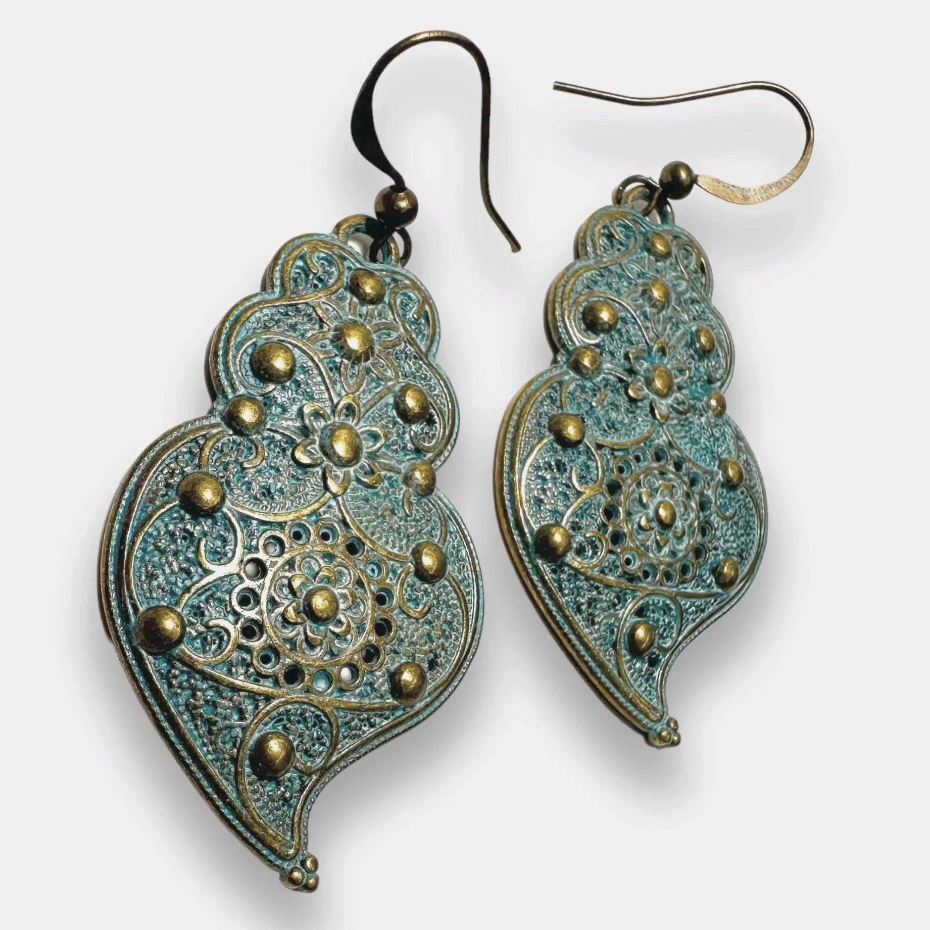 Brass and Patina Earrings-Uni-T Janine Design
