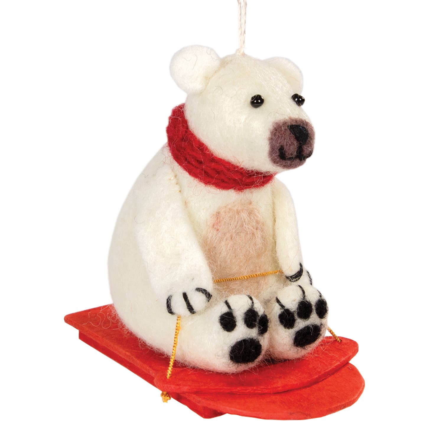 Sledding Polar Bear Ornament dZi Handmade