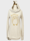 Owl Organic Cotton Cowl Neck Yoga Hoodie, Made in USA Uni-T MSC