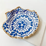 Blue & White Decoupage Scallop Shell Jewelry Dish Ana Razavi