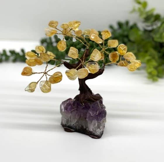 Gemstone Tree - Citrine with Amethyst Base - 5-6 inches Tall Meraki Gemstones