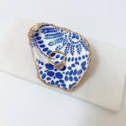 Blue & White Pattern Decoupage Oyster Shell Jewelry Dish Ana Razavi