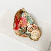 Vintage Floral Decoupage Oyster Shell Jewelry Dish Ana Razavi