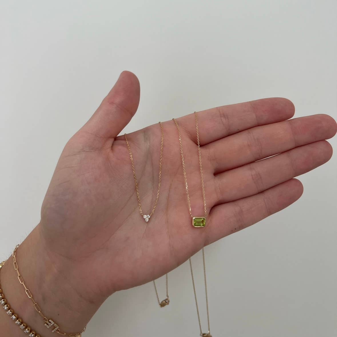 14k Mini Trio Diamond Necklace: 16 inches / 14K Yellow LE Fine Jewelry