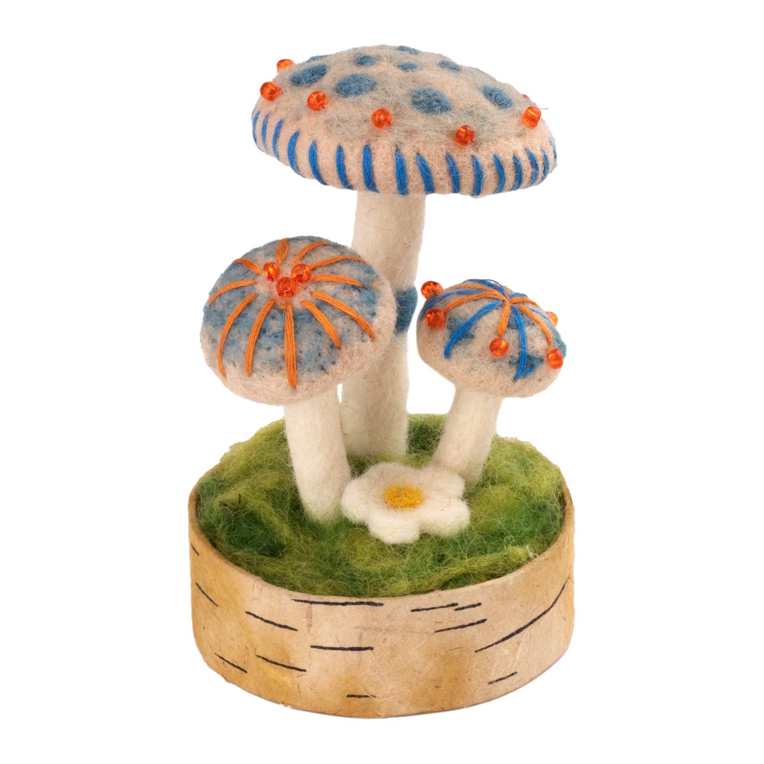 Mystic Blue Woodland Mushroom dZi Handmade