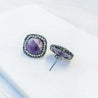 Agate with Pave Swarovski Crystals Stud Earrings Uni-T