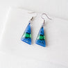 Recycled Fused Glass Earrings - Triangles Uni-T