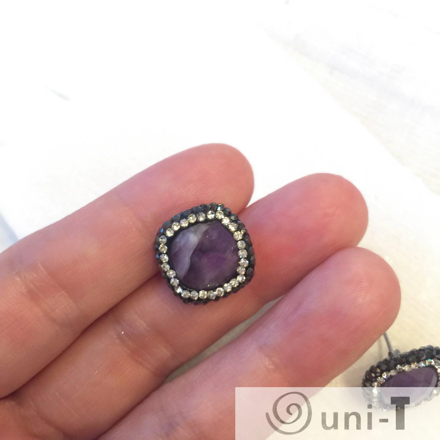 Agate with Pave Crystals Stud Earrings Lisa Trachtman