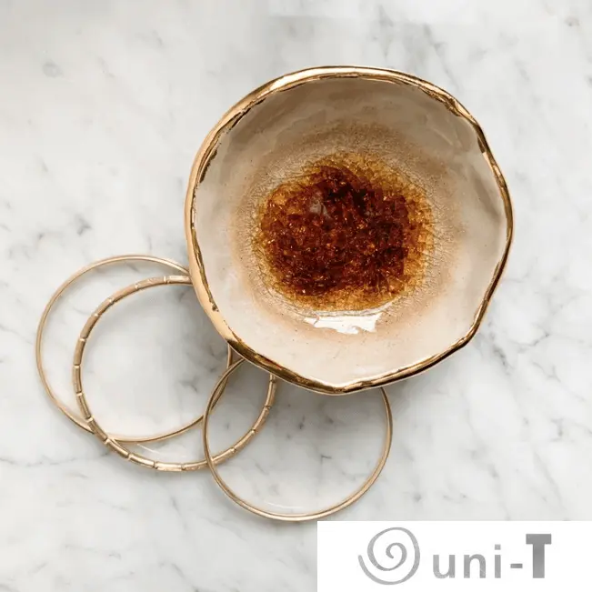 Amber Oyster Ring Dish, Chakra Bowl, 22k Gold Ceramic Bowl Liza Curtis