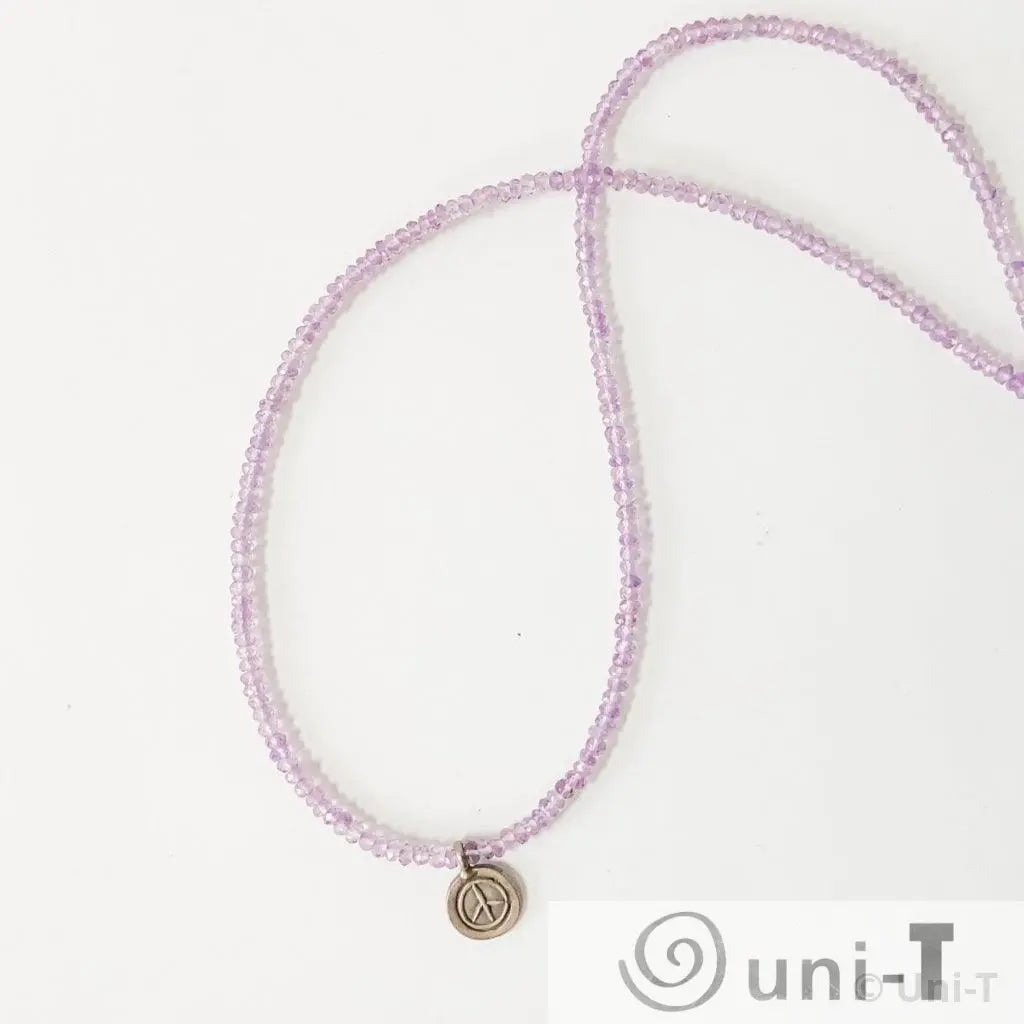 Amethyst Beads Necklaces with Oxidized Peace Pendant Lisa Trachtman