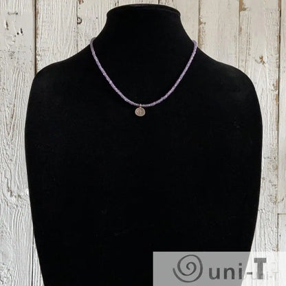 Amethyst Beads Necklaces with Oxidized Peace Pendant Lisa Trachtman