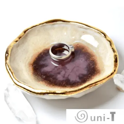 Amethyst Oyster Ring Dish, Chakra Bowl, 22k Gold Ceramic Bowl Liza Curtis