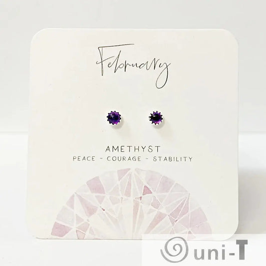 Amethyst Stud Earrings, Birthday Gemstone - February Janine Gerade