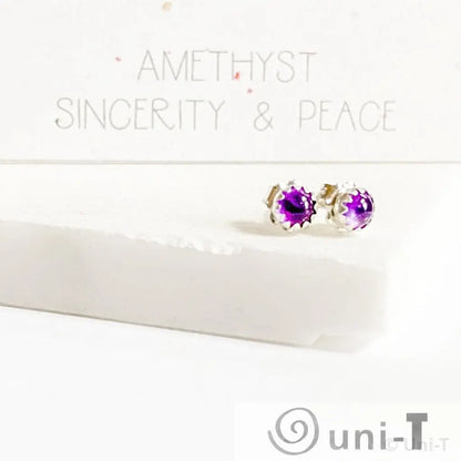 Amethyst Stud Earrings, Birthday Gemstone - February Janine Gerade