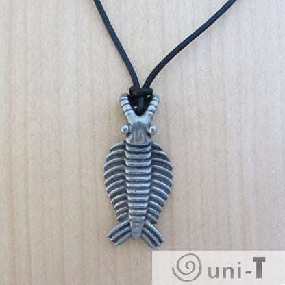 Front view of Anomalocaris Necklace Jewelry with a fossil-style pendant design, perfect for fans of prehistoric sea creatures and unique accessories.