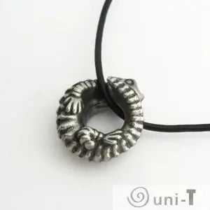 Angled view of Armadillo Lizard Necklace showing detailed coiled lizard pendant. Unique jewelry piece for reptile and nature lovers.