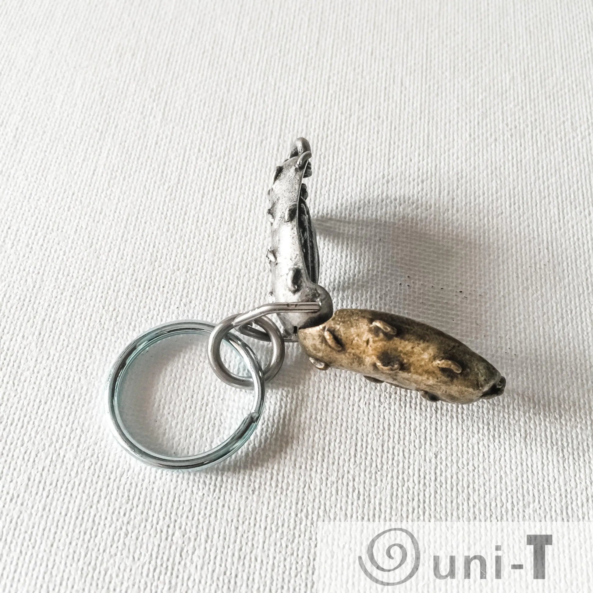 Bacterium Keychain - Bacteria Gift | Educational, Unique metallic bacteria keychain with realistic cell shape and flagella, great science gift.