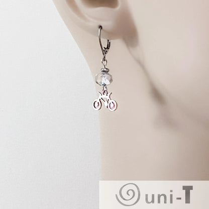 Bicycle Earrings with Beads, Surgical Steel Charm Earrings Kathy James