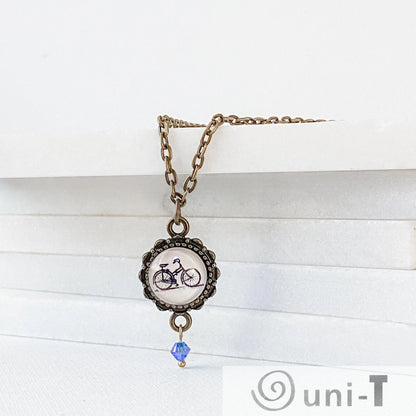 Bicycles Glass Dome Necklace Kathy James