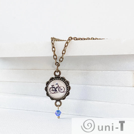 Bicycles Glass Dome Necklace Kathy James
