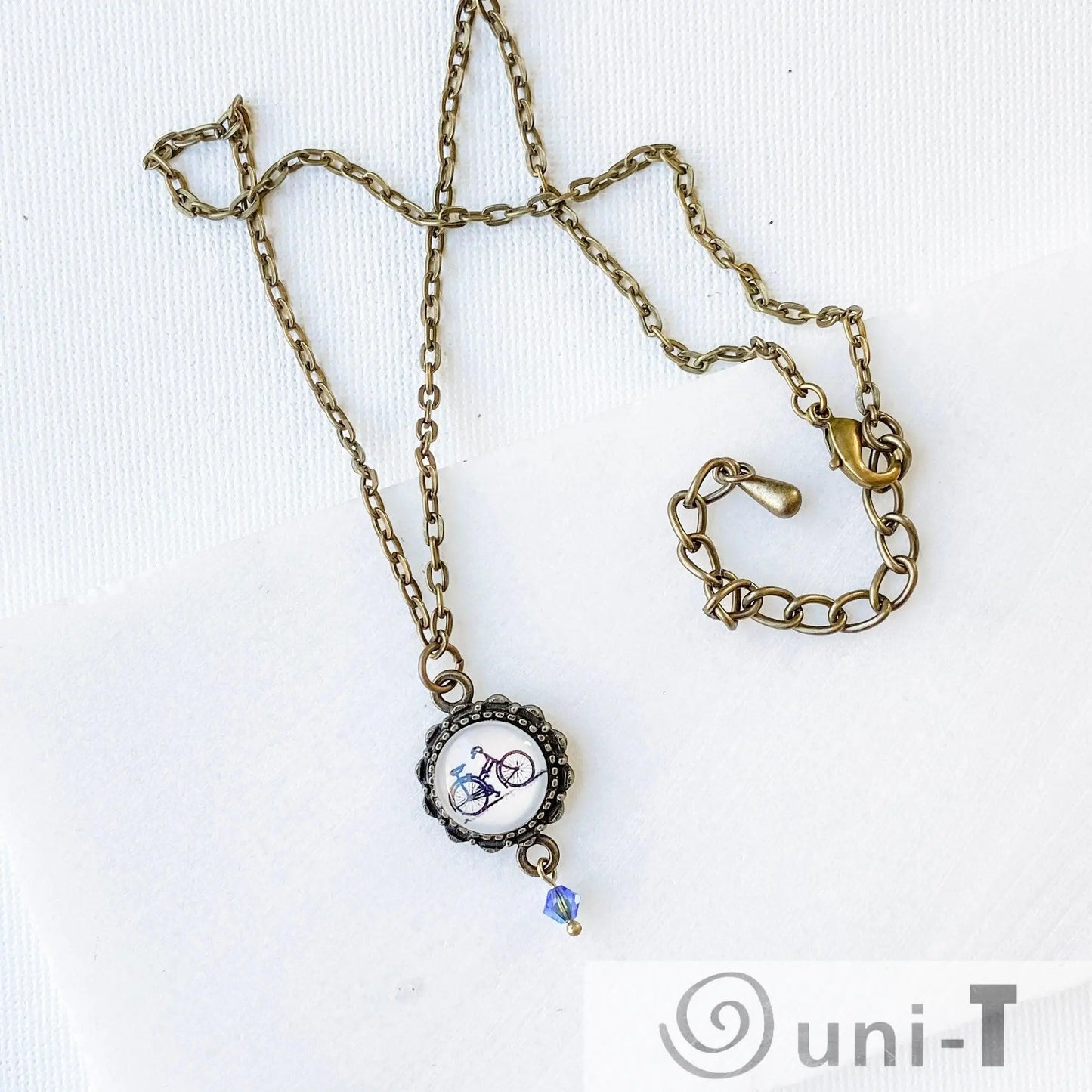 Bicycles Glass Dome Necklace Kathy James