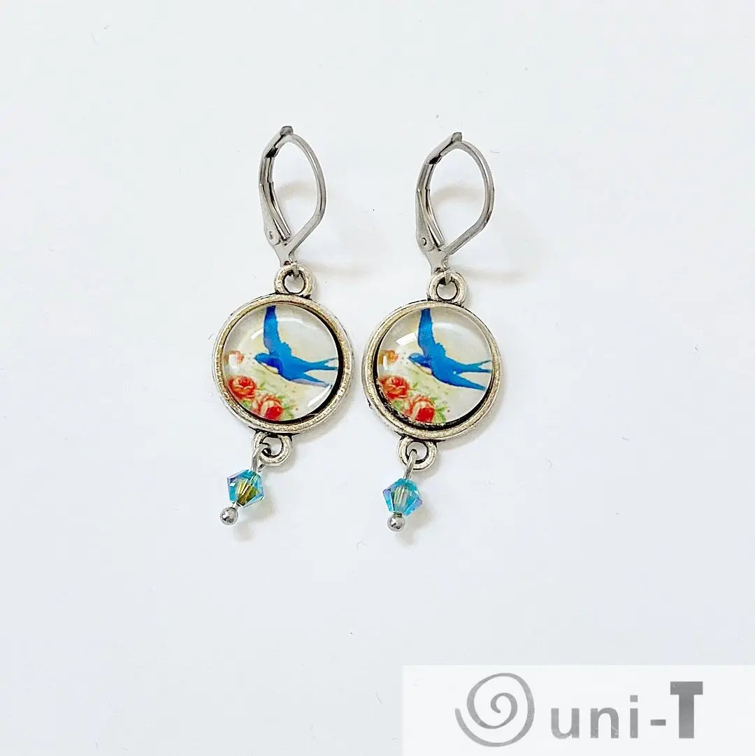 Birds Glass Dome Earrings Kathy James
