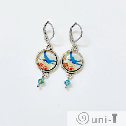 Birds Glass Dome Earrings Kathy James