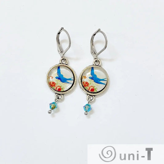 Birds Glass Dome Earrings Kathy James